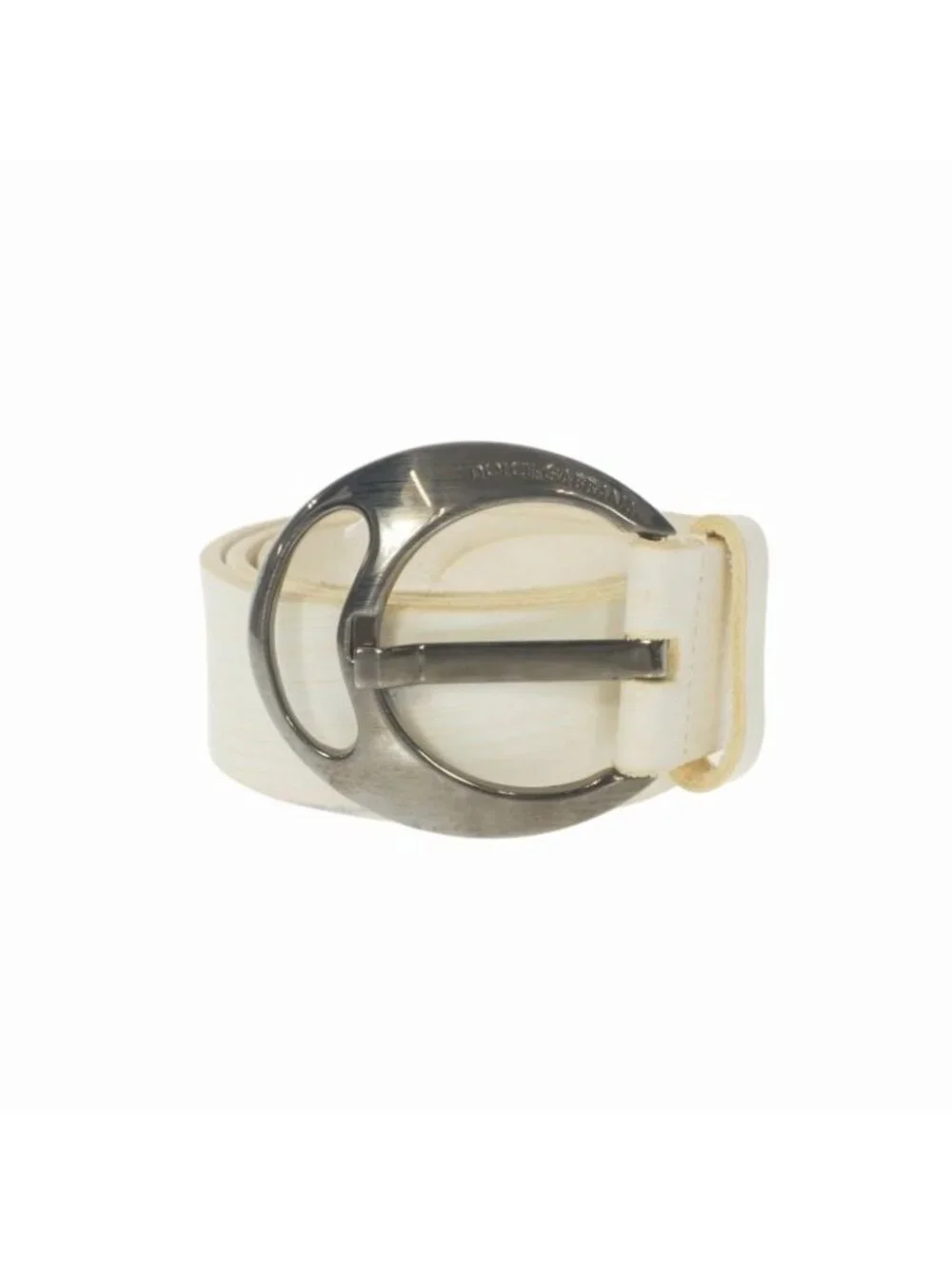 Dolce & Gabbana Leather Buckle Belt White 85